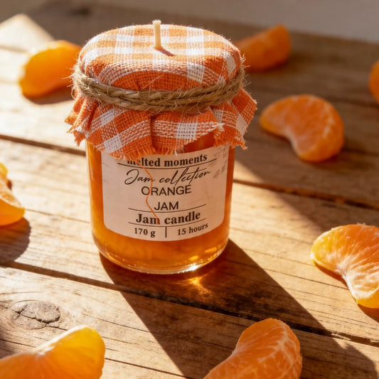 Lumânare Parfumată Handmade Gem de Portocale în Borcan – Aromă Dulce Citrice