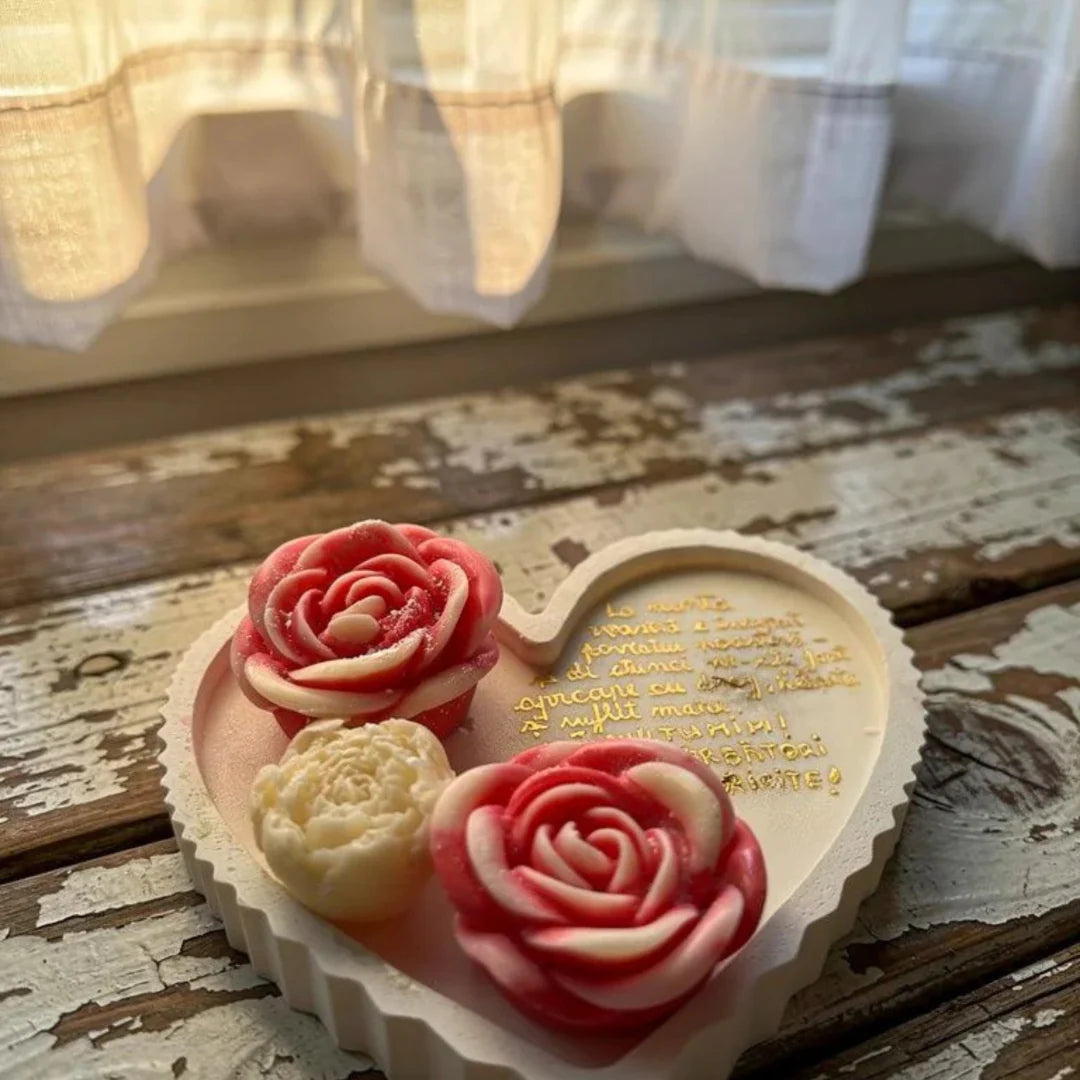 Decor inimă din ceară de soia cu mesaj personalizat 200g handmade