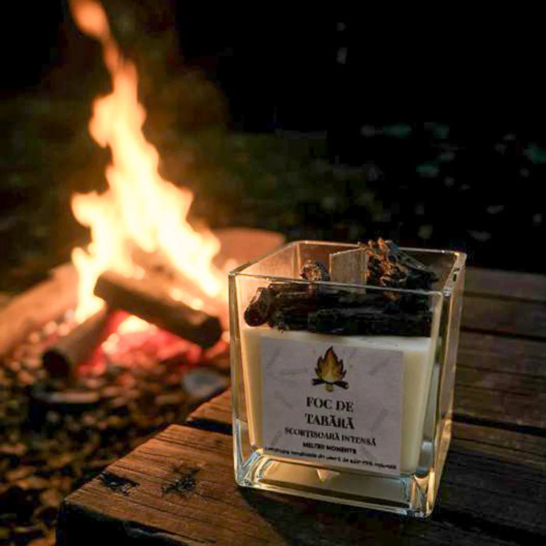 Lumânare decorativă handmade de iarnă Foc de Tabără Melted Moments