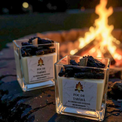 Lumânare handmade cozy cu aromă de scorțișoară naturală – Foc de Tabără