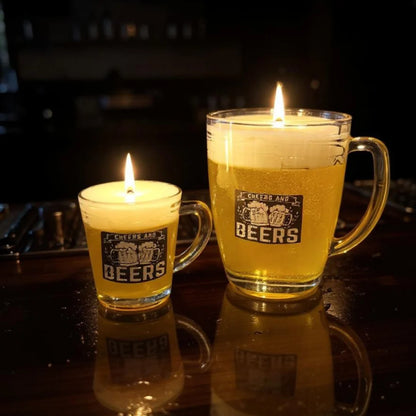 Lumânare parfumată handmade în formă de pahar de bere, 50g, realizată manual de Melted Moments