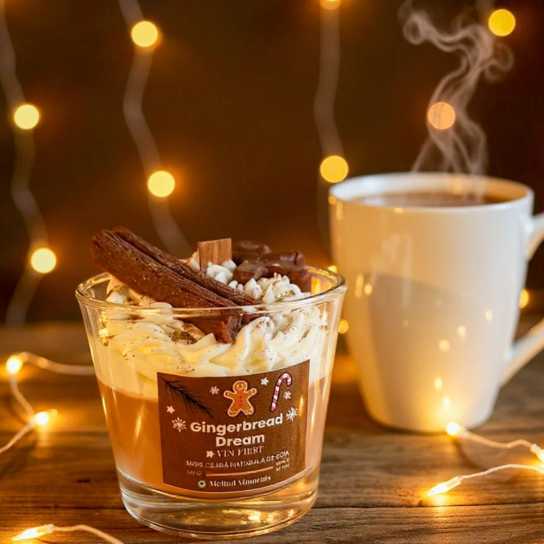 Lumânare handmade parfumată Gingerbread Dream Melted Moments – 250g, aromă vin fiert