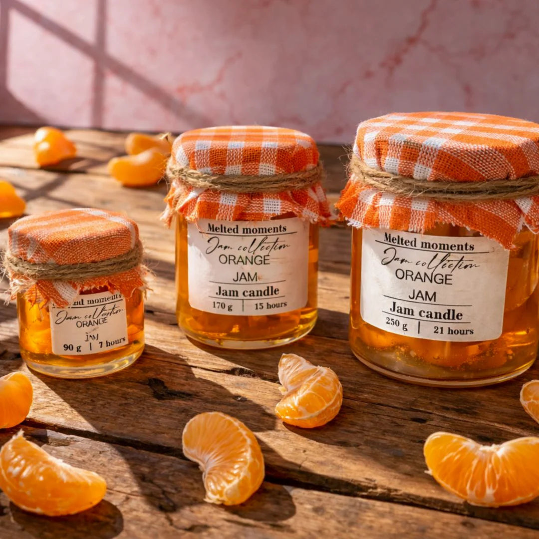 Lumânare Parfumată Handmade Gem de Portocale în Borcan – Aromă Dulce Citrice