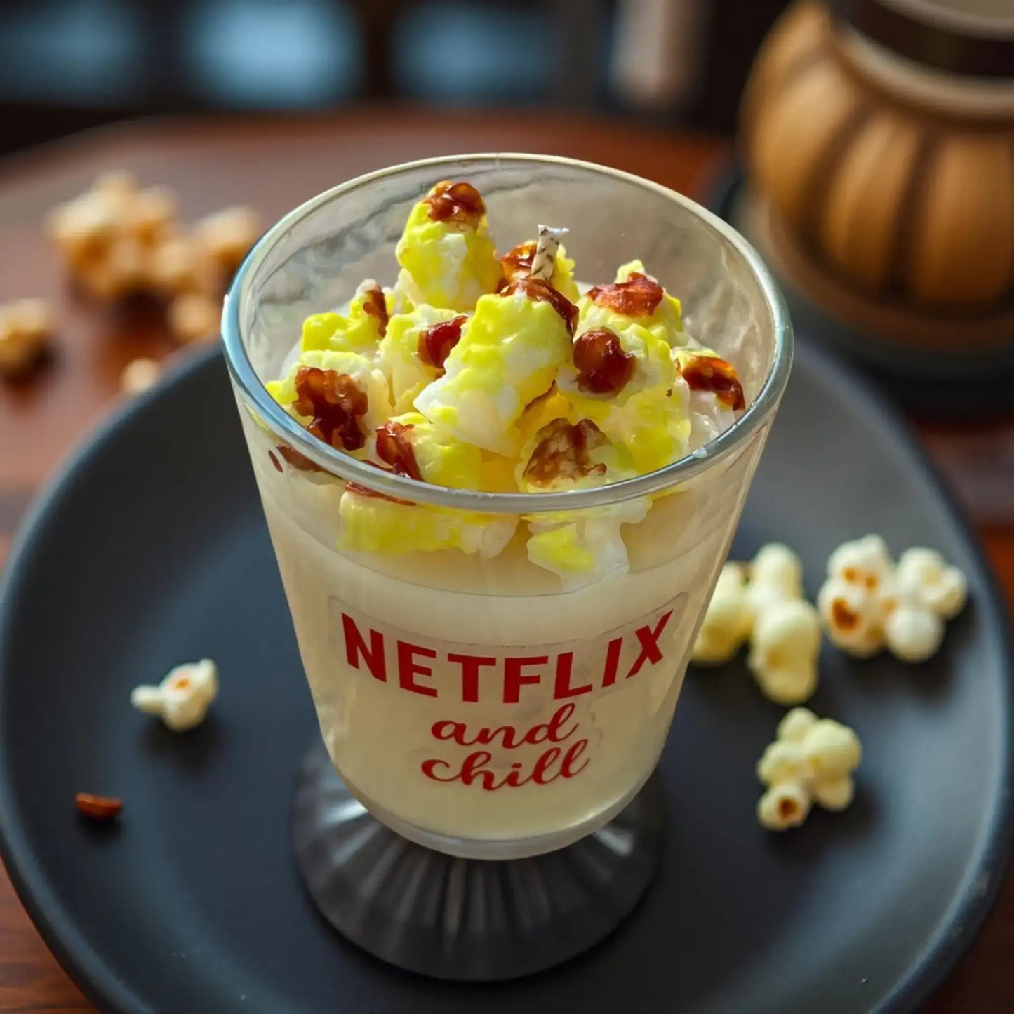 Lumânare Parfumată Popcorn – Ceară de Soia Naturală, Aromă de Porumb Caramelizat – 150g