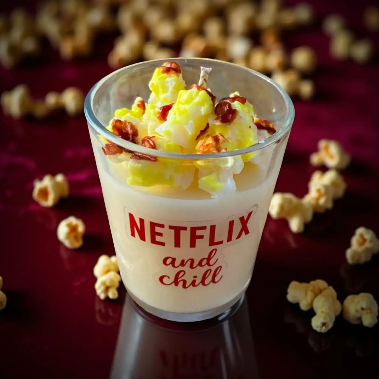 Lumânare Parfumată Popcorn – Ceară de Soia Naturală, Aromă de Porumb Caramelizat – 150g