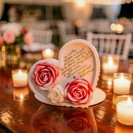Decor inimă din ceară de soia cu mesaj personalizat 200g handmade